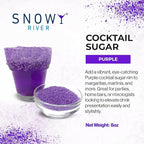 Snowy River Purple, Cocktail & Margarita Sugar Rimmer - Vibrant Color Glass Rimming Sugar with Medium Crystal Texture - 8oz