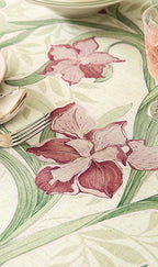 patdrea Designer Green Long Rectangle Tablecloth,Framhouse Vintage French Violets Pattern Elegant Tablecloths,Table Cover Decor for Kitchen Dining Christmas,Party,Thanksgiving,63"x102"-Tara a