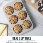 Martha Stewart Gallen 6 Cup Nonstick Carbon Steel Muffin/Cupcake Pan - Cool Grey