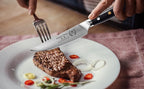 Steak Knife Set - 4 Piece - 5 Inch Damascus Steel AUS-10V High Carbon Steel Blade - G-10 Garolite Ergonomic Handle