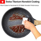 11 Inch Nonstick Skillet Frying Pan Egg Pan Omelet Pan, Nonstick Cookware Granite Coating, 100% PFOA free Cookware Pan, Healthy Nonstick Stone Frying Chef's Pan Skillet