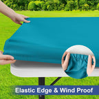 homing Rectangle Table Cloth Cover, Waterproof Polyester Elastic Fitted Tablecloth, Fits for 5 Foot Folding Tables, Washable Table Protector for Picnic, Camping, Outdoor (Teal, 30" x 60")
