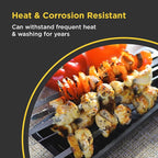 O-Yaki Flat Metal Kabob Skewer for Grilling – Set of 8 BBQ Skewers Stainless Steel with Storage Bag, Dishwasher Safe Skewers with Hook Handle & Sharp Tip for Outdoor BBQ, Cookouts & Oven Use – 8 Inch