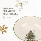 Spode Christmas Tree Large Round Bowl - 10-Inch Porcelain Serving Dish for Salad, Pasta & Side Dishes - Iconic Holiday Design with Green Trim, Dishwasher, Microwave Safe - Festive Gatherings