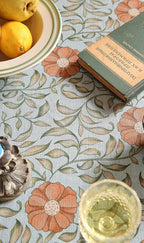 patdrea Designer French Linen Blue Round Table Cloth,Vintage Floral Tablecloth,Colorful Decoration Fall Table Cover Kitchen Dining for Tea Party,Thanksgiving,Christmas,Diameter 67"-Wensel