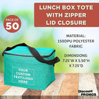 DISCOUNT PROMOS Custom Insulated Cooler Lunch Bag Set of 50, Personalized Bulk Pack - Perfect for Work, Travel, Outdoor Events - Mint