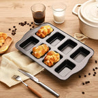 HONGBAKE 2 Pack Mini Loaf Baking Pans 8-Cavity, Nonstick Small Cornbread Pan, Tiny Banana Bread Pan Set, Heavy Duty Brownie TIn, Dark Grey