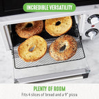 GreenLife Countertop Toaster Oven Air Fryer Stainless Steel, Healthy Ceramic Nonstick, PFAS Free, Tray & Basket, Bake, Broil, Reheat, Adjustable Temp & Time Control, Auto Shutoff, Black