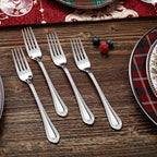 KEAWELL Pearl Edge 8-Piece Premium Fork Set, 18/10 Stainless Steel, Fine Silverware with Mirror Finish, Dishwasher Safe (8, 8" Dinner Forks)