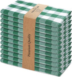 Urban Villa Cotton Dinner Napkins Set of 12, Highly Absorbent Soft Premium Cloth Napkins 20x20 Inches, Hotel Quality Reusable & Washable Table DinnerNapkins for Home -(Hunter/White, Buffalo Checked)