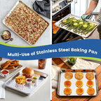 12 Pack Stainless Steel Baking Sheet Pans, 9" L × 7" W × 1" H Cookie Sheets for Toaster Oven, Rust-Resistant, Dishwasher Safe