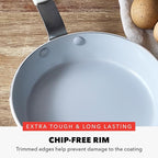 GreenPan x Bobby Flay 10" Nonstick Frying Pan Skillet, PFAS-Free Diamond Ceramic, Induction Suitable, Stay-Cool Silicone Handle, Easy Clean Dishwasher & Oven Safe, Egg & Omelet Pan, Cream