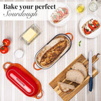 Enamelled Cast Iron Bread Loaf Pot – Dutch Oven For Sourdough Bread Baking – Oven Safe Non Stick Bread Pot – Rectangular, Orange, 34cm x 16cm – by Nuovva