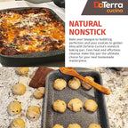 DaTerra Cucina Nonstick Roasting & Lasagna Pan – 16"x12"x3", Ceramic-Coated, Oven & Stovetop Safe to 600°F, Sturdy Base, PTFE, PFOA & Lead-Free, Durable & Stylish Deep Roasting Tray - Made in Italy
