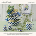 MACKENZIE-CHILDS Enamel Everyday Bowl, Serving Bowl for Entertaining, Medium, Blue-and-White Royal Check, Set of 1