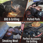 RAPICCA 932°F Heat Resistant BBQ Grill Gloves: Oil Resistant Waterproof for Smoking Grilling Cooking Barbecue Deep Frying Turkey Rotisserie Handling Hot Greasy Meat Stocking Stuffers - Long Sleeve