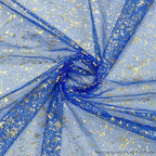 Artoid Mode 3PCS Blue Gold Gauze Table Runner 120 Inch 10FT, Glitter Metallic Foil Sheer Dining Wedding Anniversary Holiday Table Decor for Home Party
