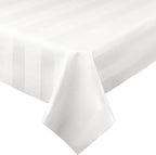 Luxury Table Protector Pad, 2 in 1 Table pad + Great Looking Tablecloth - Heat Resistant, Spill & Stain Proof - Flannel Backing (54x126, White - Silk Stripe)