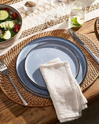 Famiware Annecy Plates and Bowls Sets, Service for 4 (16 Pieces), Dinnerware Sets with Pasta Bowls, Microwave and Dishwasher Safe Dishes Set, Chip and Scratch Resistant, Reactive Blue