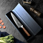 Damascus chef knife 8-inch sharp kitchen knife Japan VG-10 stainless steel ergonomic color wooden handle luxury gift box - with scabbard