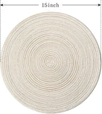 FunWheat Round Braided Placemats Set of 4 Place mats for Dining Tables Woven Heat Resistant Table Mats 15 inch (E Beige, 4pcs)