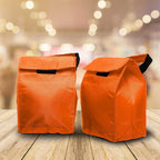 DISCOUNT PROMOS 10 Hook and Loop Insulated Lunch Bags Set - Polyester, Durable, Vibrant, Reusable - Orange