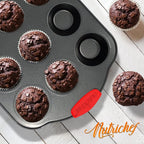 NutriChef 6-Piece Nonstick Bakeware Set - Carbon Steel Baking Pans Set w/ Heatsafe Red Silicone Handles, Oven Safe Up to 450°F, Loaf Muffin Round/Square Pans, Cookie Sheet, Baking Pan -NCSBS6S,Black
