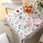 ISAENNE Designer Chinoiserie Linen Floral Square Tablecloth,White Wrinkle Resistant Table Cloth,Elegant Decor Tablecloths for Dining Thanksgiving Kitchen Party Christmas,67"*67"-Daffy