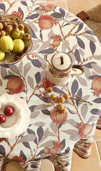 patdrea Designer Linen Small Round Tablecloth,Vintage Pomegranates and Leaves Tree Fall Tablecloths,Table Decor Cover for Kitchen Dining,Christmas,Thanksgiving,Party,Diameter 55"-Tehran a