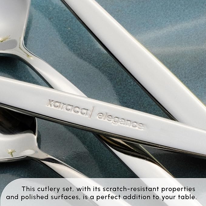 Karaca Thor 84-Piece Table Cutlery with Box, Stainless Steel in Elegant Box, Stylish and Durable Cutlery for Demanding Table Culture
