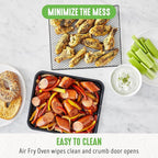GreenLife Countertop Toaster Oven Air Fryer Stainless Steel, Healthy Ceramic Nonstick, PFAS Free, Tray & Basket, Bake, Broil, Reheat, Adjustable Temp & Time Control, Auto Shutoff, Black