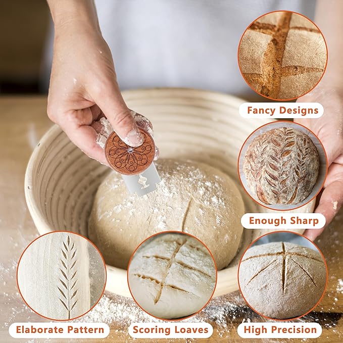UFO Bread Lame Cutter for Homemade Sourdough,Bread Scorer Tool for Sourdough with 5 Blades and Storage Cover,Slashing Tool Bread Cutting Knife for Artisan Bread and Baguette Makers,Circle