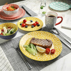 Selamica Ceramic Dinnerware Sets for 4, 16 Pieces Plates and Bowls Sets, Dishes set for 4-Chip and Scratch Resistant, Dishwasher&Microwave Safe, Assorted Colors