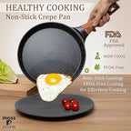 Moss & Stone 9.5-Inch Nonstick Crepe Pan with Spreader – Ceramic Dosa Tawa, Flat Skillet for Roti, Pancakes, Tortillas – Induction Compatible, Nonstick Pancake Pan for Stovetop Use, Balck