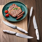 Cangshan Thomas Keller Signature Collection Swedish Powder Steel Forged, 4-Piece Fine Edge Steak Knife Set w/Walnut Box, White