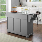 Crosley Furniture Alexandria Stainless Steel Top Rolling Kitchen Island Storage Cart, Microwave Stand, Gray