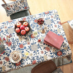 patdrea Designer Blue Tablecloth for Rectangle Table,Vintage Linen with Leaves and Floral Pattern Tablecloths,Farmhouse Decor Cover for Kitchen Dining Christmas,Thanksgiving,63"x87"-Ivar a