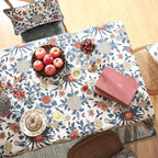 patdrea Designer Blue Small Tablecloth for Rectangle Table,Vintage Linen with Leaves and Floral Pattern Tablecloths,Farmhouse Decor Cover for Kitchen Dining Christmas,Thanksgiving,55"x71"-Ivar a