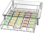Deco Brothers Crystal Tempered Glass K-Cup Holder Drawer for 30 Coffee Pods Storage, Chrome
