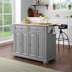 Crosley Furniture Alexandria Wood Top Rolling Kitchen Island Storage Cart, Microwave Stand, Spice Rack, Gray