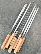 17-Inch Large Metal Barbecue Skewers,HONSHEN Heavy Stainless Steel 3/8 Inch Wide Blade with Hardwood Handle Long Flat BBQ Skewers for Grilling Meat,Chicken,Shrimp,Vegetables-Set of 12 (17 INCH)