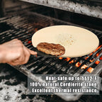 13 Inch Round Pizza Stones for Grill and Oven, Cordierite Baking Stones Set with Serving Rack & Cutter, Durable and Safe Cooking Stone Pan for Bread