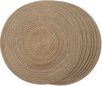 FunWheat Round Braided Placemats Set of 6 Place mats for Dining Tables Woven Heat Resistant Table Mats 15 inch for Fall(Brown)