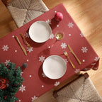 ISAENNE Designer Christmas Red Table Cloth for Rectangle Table,Linen Tablecloth with Snowflakes Pattern,Wrinkle Resistant Decor Tablecloths for Dining Kitchen Thanksgiving,55"*79"-Carol C