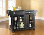 Crosley Furniture Alexandria Granite Top Rolling Kitchen Island Storage Cart, Microwave Stand, Spice Rack, Black