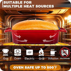 Cast Iron Bread Loaf Pan with Lid, Loaf Pans for Baking Bread 9x5, Enameled Bread Pans for Homemade Bread, Sourdough, Set of 2, Cherry