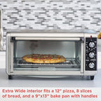BLACK+DECKER 8-Slice Extra Wide Convection Toaster Oven, Fits 9"x13" Oven Pans and 12" Pizza, Bake, Toast, Broil, and Keep Warm Functions, Countertop Compact Design with Stainless Steel Finish