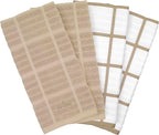 All-Clad Solid & Coordinate Kitchen Towels: Highly Absorbent, Super Soft Long Lasting 100% Cotton, 17" x 30" Tea Towels for Cleaning & Drying Dishes, Pans, Glassware, Countertops, 4-Pack, Cappuccino
