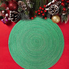 FunWheat Round Placemats Set of 6 Table Mats for Dining Tables Washable Non-Slip Place mats 15 Inch (Green Shine)
