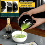 6 Pcs Matcha Whisk Set | Matcha kit with Black Bowl, Bamboo Whisk, Scoop, Sifter, Holder for whisk & Cleaning Cloth, Traditional Matcha Set in Magnetic Gift Box